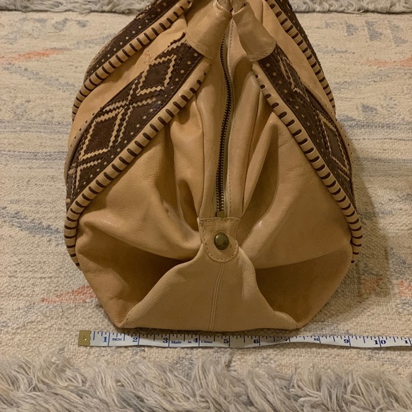 Slouchy Leather Satchel with Southwest Details - Picture 3 of 14